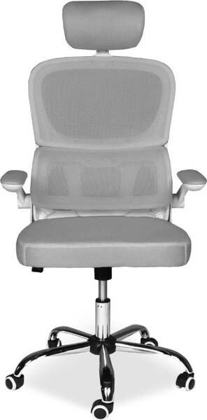Icon Space Sedia Ergonomica con Ruote Braccioli e Poggiatesta in Tessuto colore Grigio - Vibes