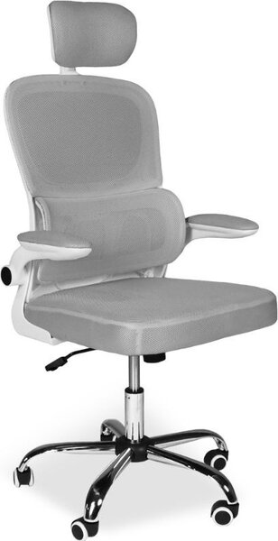 Icon Space Sedia Ergonomica con Ruote Braccioli e Poggiatesta in Tessuto colore Grigio - Vibes