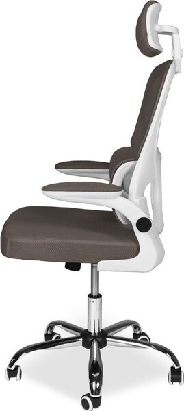 Icon Space Sedia Ergonomica con Ruote Braccioli e Poggiatesta in Tessuto colore Tortora - Vibes