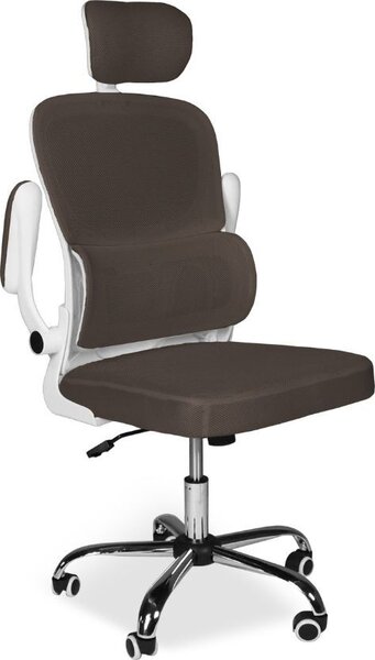 Icon Space Sedia Ergonomica con Ruote Braccioli e Poggiatesta in Tessuto colore Tortora - Vibes