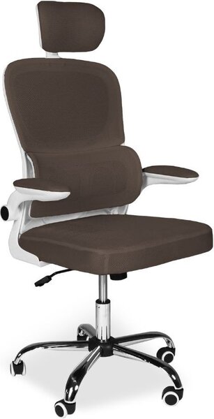 Icon Space Sedia Ergonomica con Ruote Braccioli e Poggiatesta in Tessuto colore Tortora - Vibes
