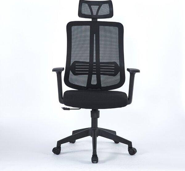 Icon Space Sedia Ergonomica con Ruote Braccioli e Poggiatesta in Tessuto Mesh colore Nero - Satia