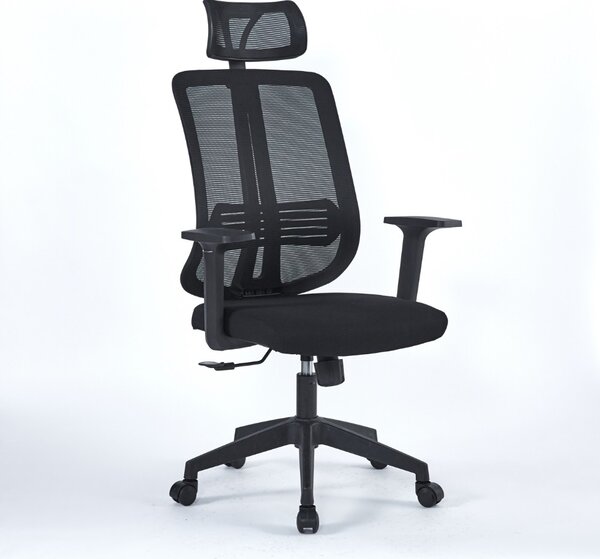Icon Space Sedia Ergonomica con Ruote Braccioli e Poggiatesta in Tessuto Mesh colore Nero - Satia