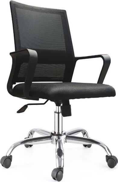 Icon Space Sedia Ergonomica con Ruote e Braccioli in Tessuto Mesh colore Nero