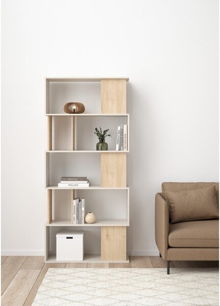 Libreria color crema con effetto rovere 80x173,5x29,5 cm Maze – Tvilum