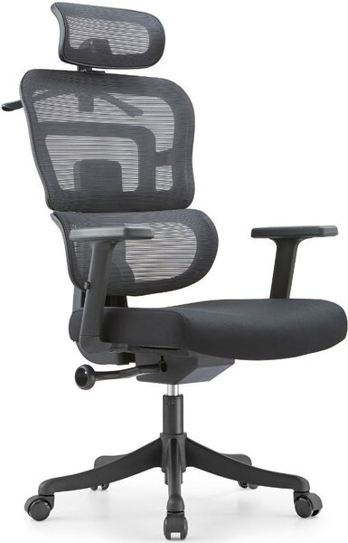 Icon Space Sedia Ergonomica con Ruote Braccioli e Poggiatesta in Tessuto Mesh colore Nero - Pumo