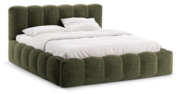 Letto matrimoniale imbottito verde con contenitore con rete inclusa 180x200 cm Lupine – Micadoni