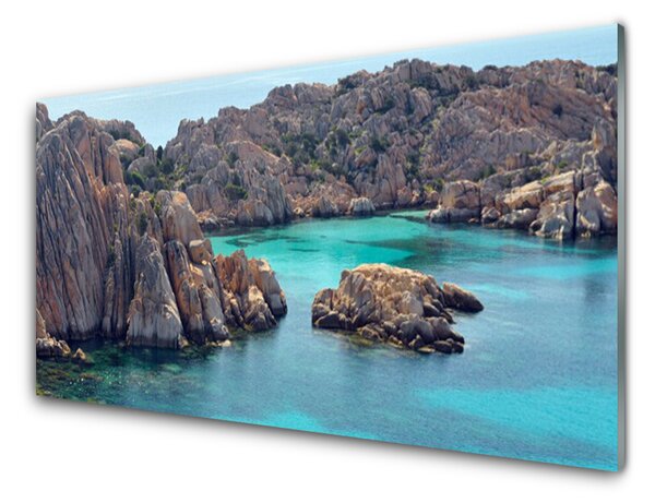 Quadro su vetro Bay of Rocks Paesaggio marino 100x50 cm