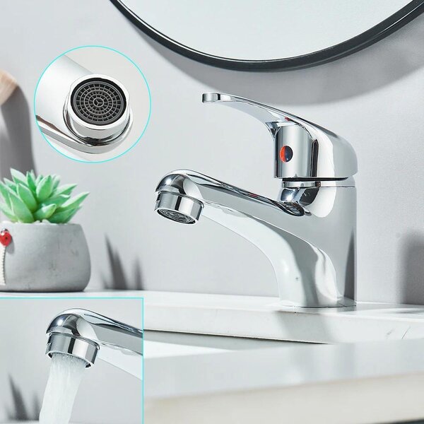 Rubinetteria per bagno - Rubinetto per lavabo - Monocomando - Montaggio a filo piano - Miscelatore caldo/freddo - Cartuccia in Vetroceramica - Acciaio inossidabile - Cromo