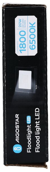 Faro proiettore Led Slim 20W Nero da esterno IP65 Bianco freddo 6500K Aigostar