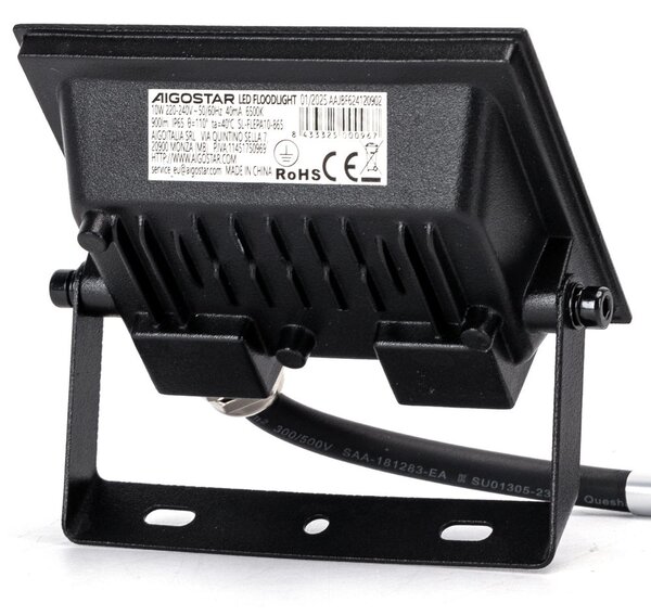 Faro proiettore Led Slim 10W Nero da esterno IP65 Bianco freddo 6500K Aigostar