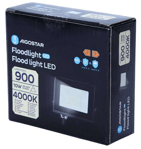 Faro proiettore Led Slim 10W Nero da esterno IP65 Bianco neutro 4000K Aigostar