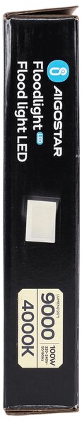 Faro proiettore Led Slim 100W Nero da esterno IP65 Bianco neutro 4000K Aigostar