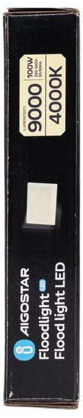 Faro proiettore Led Slim 100W Nero da esterno IP65 Bianco neutro 4000K Aigostar