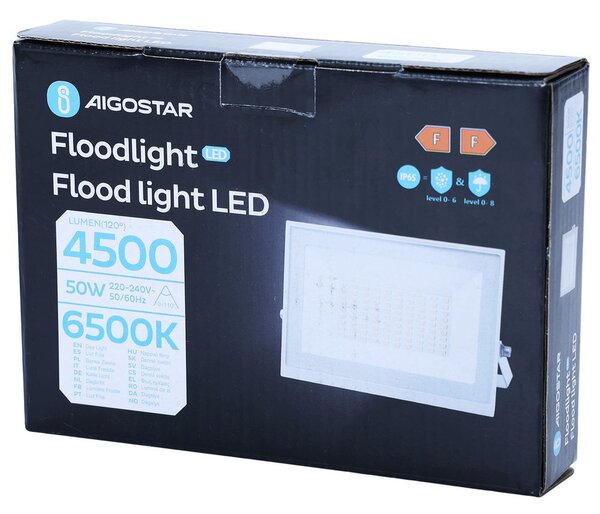 Faro proiettore Led Slim 50W Bianco da esterno IP65 Bianco freddo 6500K Aigostar