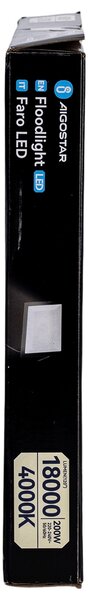 Faro proiettore Led Slim 200W Nero da esterno IP65 Bianco neutro 4000K Aigostar
