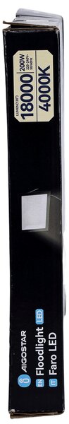 Faro proiettore Led Slim 200W Nero da esterno IP65 Bianco neutro 4000K Aigostar