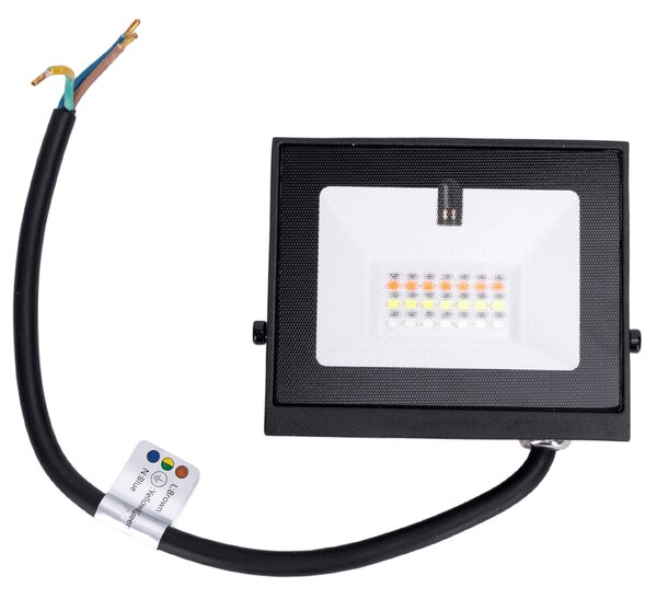 Faro proiettore Led Seven 20W Nero da esterno IP65 RGB luce regolabile e dimmerabile con telecomando Aigostar