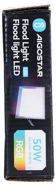 Faro proiettore Led Seven 50W Nero da esterno IP65 RGB luce regolabile e dimmerabile con telecomando Aigostar