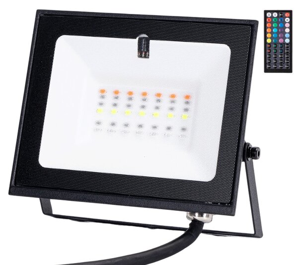 Faro proiettore Led Seven 10W Nero da esterno IP65 RGB luce regolabile e dimmerabile con telecomando Aigostar