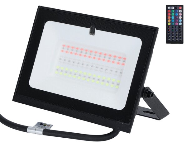 Faro proiettore Led Seven 50W Nero da esterno IP65 RGB luce regolabile e dimmerabile con telecomando Aigostar