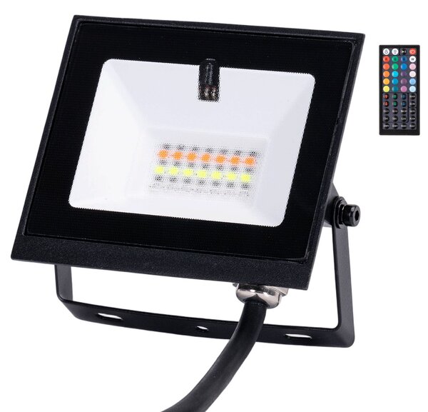 Faro proiettore Led Seven 20W Nero da esterno IP65 RGB luce regolabile e dimmerabile con telecomando Aigostar