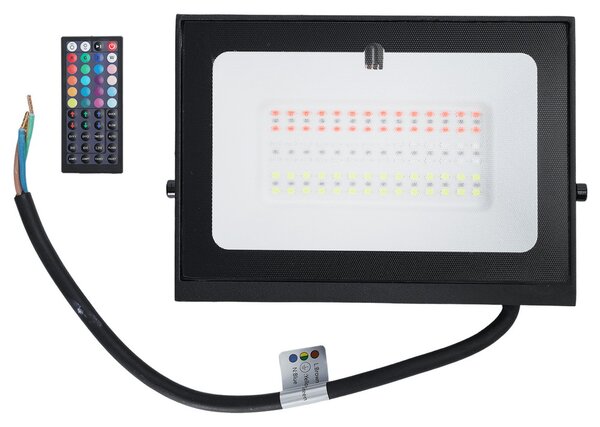 Faro proiettore Led Seven 50W Nero da esterno IP65 RGB luce regolabile e dimmerabile con telecomando Aigostar