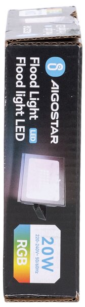 Faro proiettore Led Seven 10W Nero da esterno IP65 RGB luce regolabile e dimmerabile con telecomando Aigostar