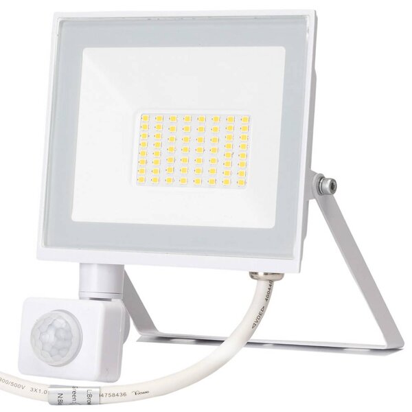 Faro proiettore Led Slim 30W Bianco da esterno IP65 Bianco neutro 4000K con sensore crepuscolare e di movimento Aigostar