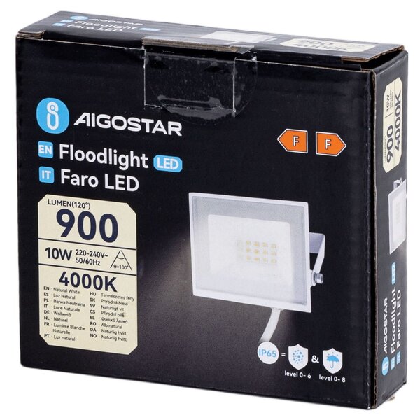 Faro proiettore Led Slim 10W Bianco da esterno IP65 Bianco neutro 4000K Aigostar