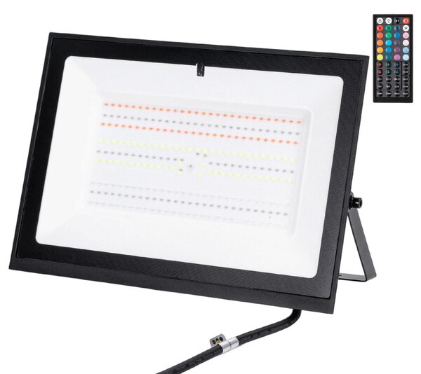 Faro proiettore Led Seven 100W Nero da esterno IP65 RGB luce regolabile e dimmerabile con telecomando Aigostar
