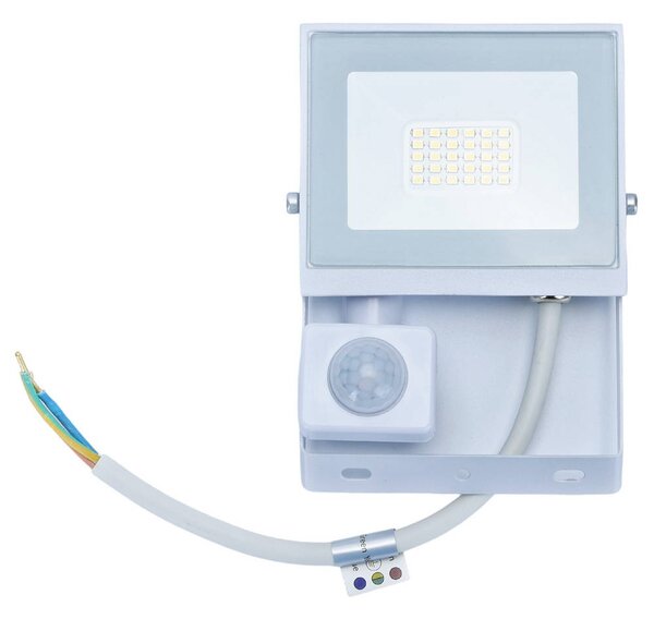 Faro proiettore Led Slim 20W Bianco da esterno IP65 Bianco neutro 4000K con sensore crepuscolare e di movimento Aigostar