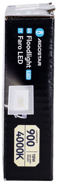 Faro proiettore Led Slim 10W Bianco da esterno IP65 Bianco neutro 4000K Aigostar