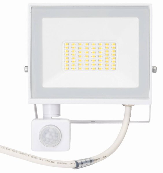Faro proiettore Led Slim 30W Bianco da esterno IP65 Bianco neutro 4000K con sensore crepuscolare e di movimento Aigostar