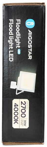 Faro proiettore Led Slim 30W Bianco da esterno IP65 Bianco neutro 4000K con sensore crepuscolare e di movimento Aigostar