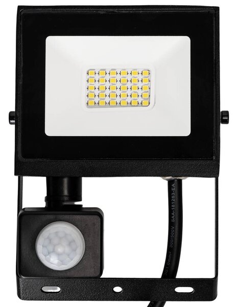Faro proiettore Led Slim 20W Nero da esterno IP65 Bianco neutro 4000K con sensore crepuscolare e di movimento Aigostar