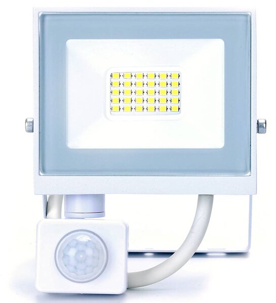 Faro proiettore Led Slim 20W Bianco da esterno IP65 Bianco neutro 4000K con sensore crepuscolare e di movimento Aigostar