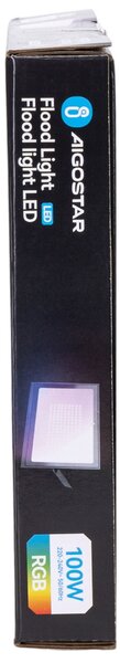 Faro proiettore Led Seven 100W Nero da esterno IP65 RGB luce regolabile e dimmerabile con telecomando Aigostar