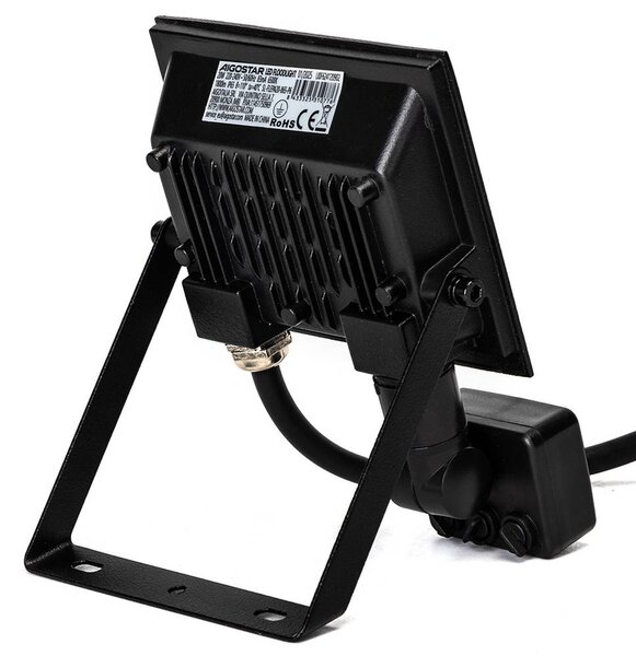 Faro proiettore Led Slim 20W Nero da esterno IP65 Bianco neutro 4000K con sensore crepuscolare e di movimento Aigostar