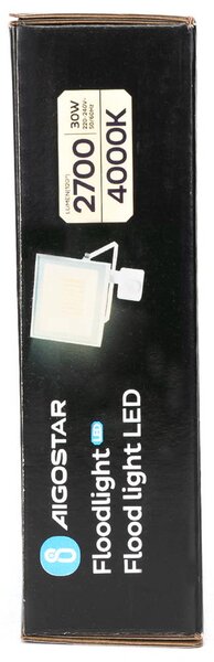 Faro proiettore Led Slim 30W Bianco da esterno IP65 Bianco neutro 4000K con sensore crepuscolare e di movimento Aigostar