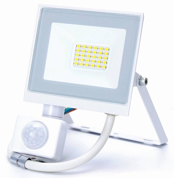 Faro proiettore Led Slim 20W Bianco da esterno IP65 Bianco neutro 4000K con sensore crepuscolare e di movimento Aigostar
