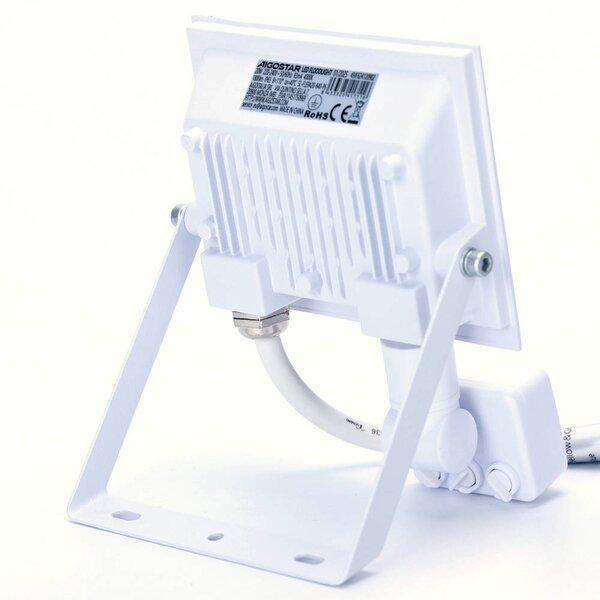 Faro proiettore Led Slim 20W Bianco da esterno IP65 Bianco neutro 4000K con sensore crepuscolare e di movimento Aigostar
