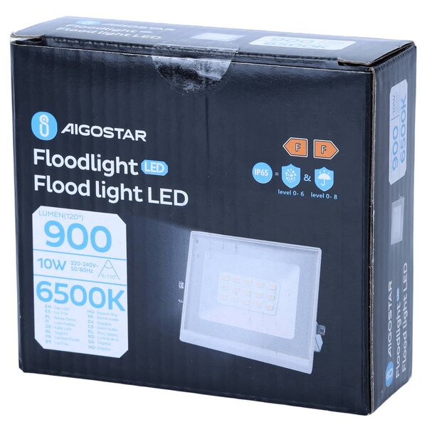 Faro proiettore Led Slim 10W Bianco da esterno IP65 Bianco freddo 6500K Aigostar