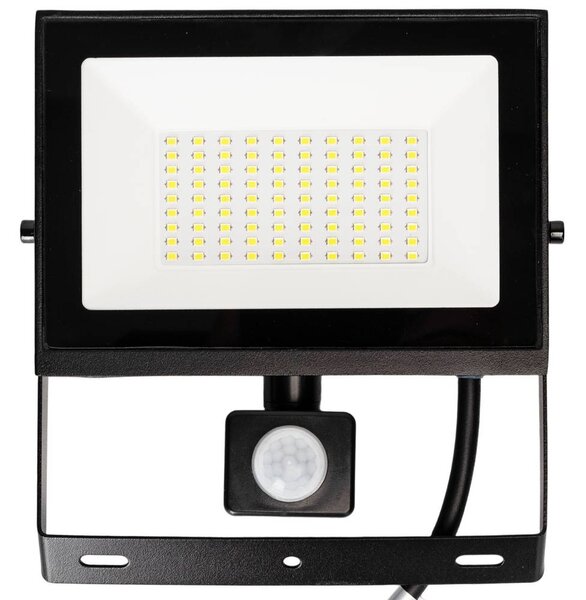 Faro proiettore Led Slim 50W Nero da esterno IP65 Bianco neutro 4000K con sensore crepuscolare e di movimento Aigostar