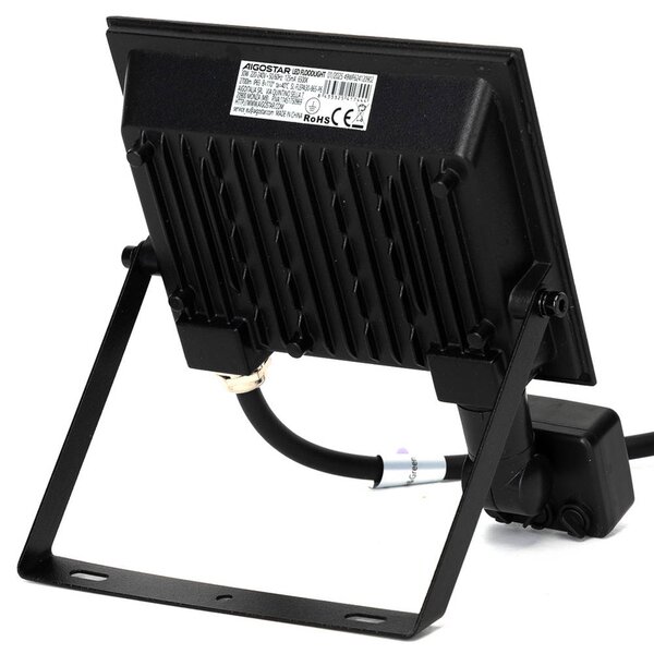 Faro proiettore Led Slim 30W Nero da esterno IP65 Bianco neutro 4000K con sensore crepuscolare e di movimento Aigostar