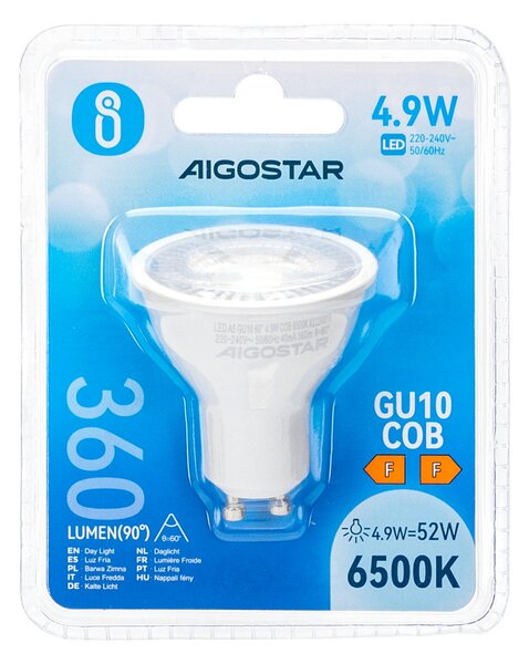 Faretto Led GU10 4,9W COB Apertura 63 gradi Bianco freddo 6500K Aigostar