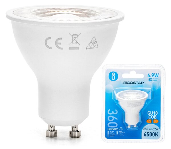 Faretto Led GU10 4,9W COB Apertura 63 gradi Bianco freddo 6500K Aigostar