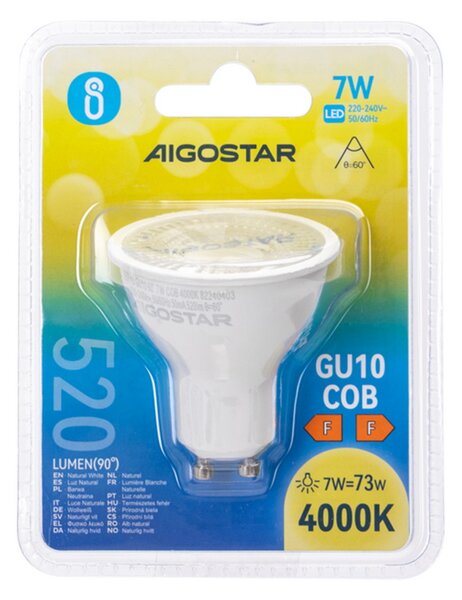 Faretto Led GU10 7W COB Apertura 63 gradi Bianco neutro 4000K Aigostar