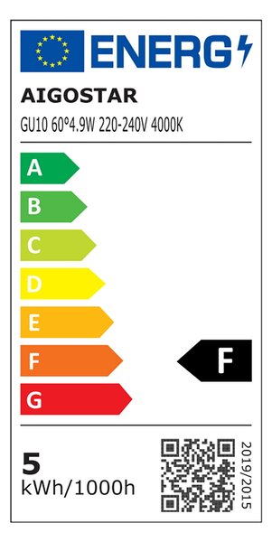 Faretto Led GU10 4,9W COB Apertura 63 gradi Bianco neutro 4000K Aigostar