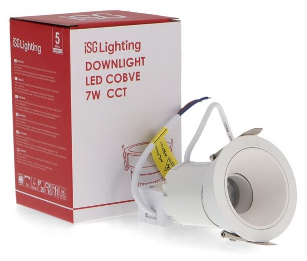 Faretto Led da incasso Cobve 7W Rotondo Cornice bianca Apertura 36 gradi CCT temperatura colore regolabile iSG Lighting